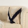 Deerlux 16" Handwoven Cotton Throw Pillow Cover with Embossed and Fringed Crossed line, Navy QI004300.NV